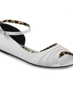 Pleaser Direct Larger Size Shoes Anna 03 Silver Satin Ballet Flats