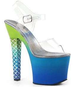 Pleaser ARIEL 708OMBRE Green / Blue Vegan 7" - 7 1/2" Heel New Arrivals