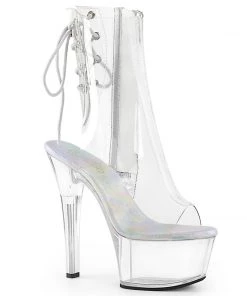 Pleaser Direct Aspire 1018C Clear Peep-Toe Boots