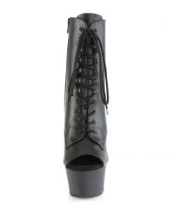 Pleaser Direct Larger Size Shoes Aspire 1021 Black Matte Peep Toe Boots