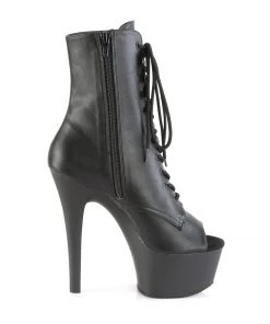 Pleaser Direct Larger Size Shoes Aspire 1021 Black Matte Peep Toe Boots