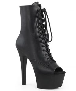 Pleaser Direct Larger Size Shoes Aspire 1021 Black Matte Peep Toe Boots