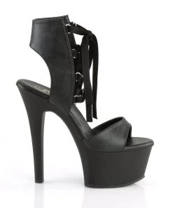 Pleaser Direct Platform Shoes Aspire 600-14 Black Matte Lace Up Platforms