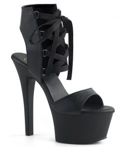 Pleaser Direct Platform Shoes Aspire 600-14 Black Matte Lace Up Platforms