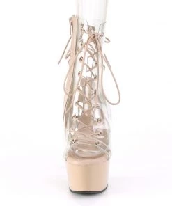 Pleaser Direct Aspire 600-30 Clear & Nude Peep-Toe Boots