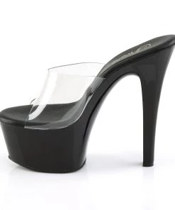 Pleaser Direct Aspire 601 Black Patent & Clear Platforms Larger Size Shoes