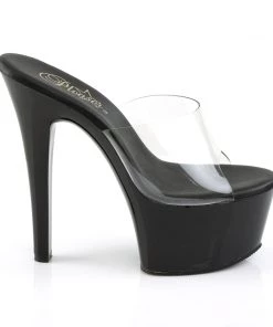 Pleaser Direct Aspire 601 Black Patent & Clear Platforms Larger Size Shoes