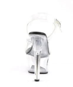 Pleaser Direct Larger Size Shoes Aspire 608 Clear & Black Platforms