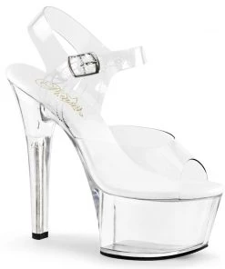 Pleaser Direct Aspire 608 Clear & White Platforms Larger Size Shoes