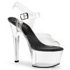 Pleaser Direct Larger Size Shoes Aspire 608 Clear & Black Platforms