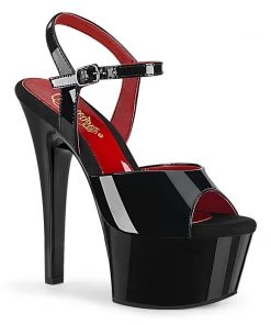 Pleaser Larger Size Shoes ASPIRE 609 1 Black Vegan 6" - 6 1/2" Heel