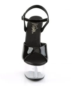 Pleaser Direct Aspire 609 Black Patent & Clear Platforms Larger Size Shoes