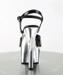 Pleaser Direct Aspire 609 Black Patent & Silver Chrome Platforms Larger Size Shoes 8 Pleaser Direct Aspire 609 Black Patent & Silver Chrome Platforms Larger Size Shoes
