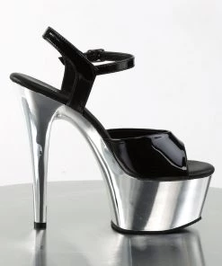 Pleaser Direct Aspire 609 Black Patent & Silver Chrome Platforms Larger Size Shoes 9 Pleaser Direct Aspire 609 Black Patent & Silver Chrome Platforms Larger Size Shoes