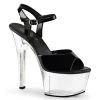 Pleaser Direct Aspire 609 Black Patent & Clear Platforms Larger Size Shoes