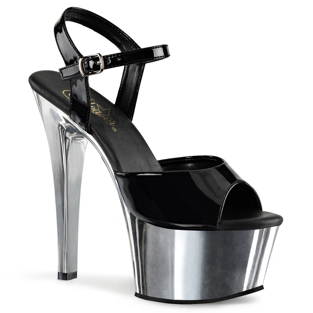 Pleaser Direct Aspire 609 Black Patent & Silver Chrome Platforms Larger Size Shoes 1 Pleaser Direct Aspire 609 Black Patent & Silver Chrome Platforms Larger Size Shoes