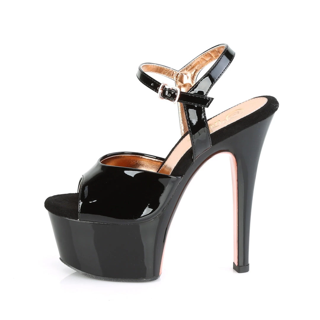 Pleaser Direct Larger Size Shoes Aspire 609TT Black Patent & Rose Gold Chrome Platforms 3 Pleaser Direct Larger Size Shoes Aspire 609TT Black Patent & Rose Gold Chrome Platforms