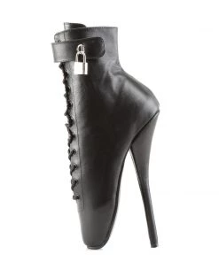 Pleaser Direct Ballet 1025 Black Leather Ankle Boots