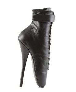Pleaser Direct Ballet 1025 Black Leather Ankle Boots