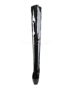 Pleaser Direct Larger Size Shoes Ballet 3000 Black Patent Thigh High Boots