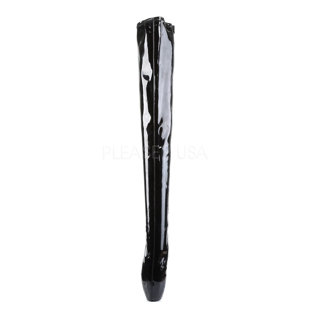 Pleaser Direct Larger Size Shoes Ballet 3000 Black Patent Thigh High Boots 2 Pleaser Direct Larger Size Shoes Ballet 3000 Black Patent Thigh High Boots