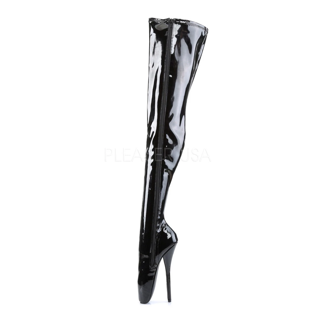 Pleaser Direct Larger Size Shoes Ballet 3000 Black Patent Thigh High Boots 3 Pleaser Direct Larger Size Shoes Ballet 3000 Black Patent Thigh High Boots