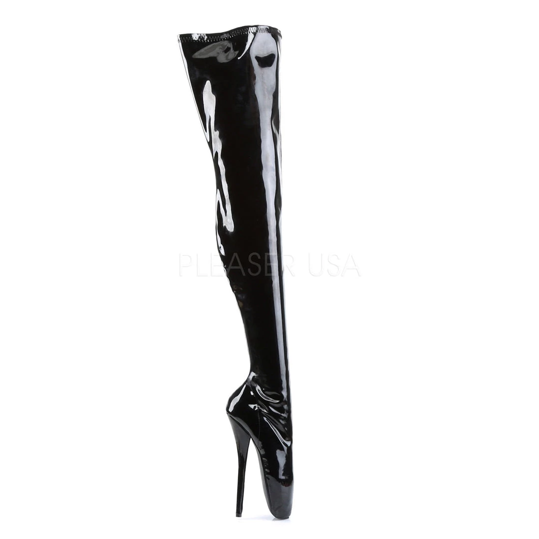 Pleaser Direct Larger Size Shoes Ballet 3000 Black Patent Thigh High Boots 5 Pleaser Direct Larger Size Shoes Ballet 3000 Black Patent Thigh High Boots