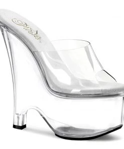 Pleaser Direct Beau 601 Clear Platform Wedges