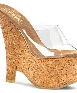 Pleaser Direct Beau 601 Cork Platform Wedges Larger Size Shoes