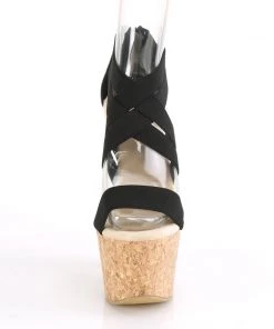 Pleaser Direct Larger Size Shoes Beau 669 Black Strappy Wedge Platforms