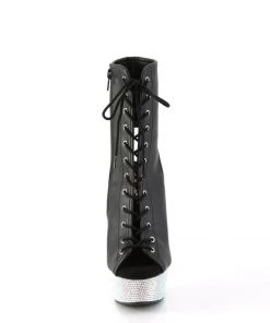 Pleaser BEJEWELED 1016 6 Black / Silver Vegan Ankle/Mid-Calf Boots Larger Size Shoes