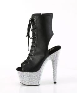 Pleaser BEJEWELED 1016 7 Black / Silver Vegan Ankle/Mid-Calf Boots Larger Size Shoes