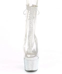 Pleaser Direct Bejeweled 1018C-2RS Clear & Rhinestone Platform Ankle Boots
