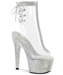 Pleaser Direct Bejeweled 1018C-2RS Clear & Rhinestone Platform Ankle Boots