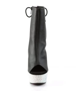Pleaser Direct Bejeweled 1018DM-6 Black Matte & Rhinestone Platform Ankle Boots