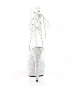 Pleaser Direct Glitter Shoes Bejeweled 1018DM-6 Clear & Rhinestone Boots
