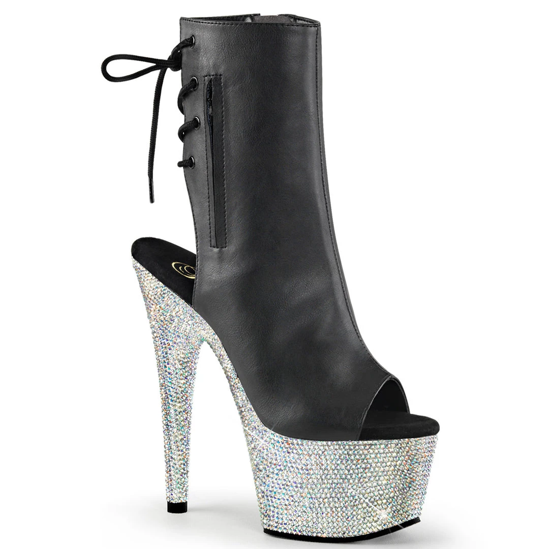 Pleaser Direct Bejeweled 1018DM-7 Black Matte & Rhinestone Platform Ankle Boots Glitter Shoes 1 Pleaser Direct Bejeweled 1018DM-7 Black Matte & Rhinestone Platform Ankle Boots Glitter Shoes