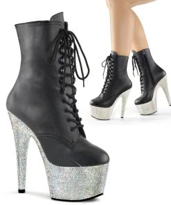 Pleaser Direct Bejeweled 1020-7 Black Matte & Rhinestone Boots