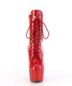 Pleaser Larger Size Shoes BEJEWELED 1020 7 Red Vegan Ankle/Mid-Calf Boots