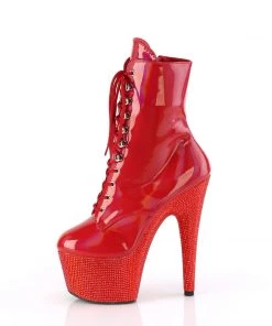 Pleaser Larger Size Shoes BEJEWELED 1020 7 Red Vegan Ankle/Mid-Calf Boots