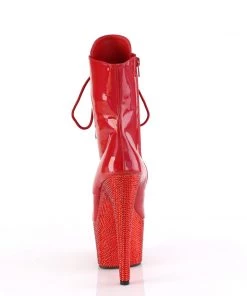 Pleaser Larger Size Shoes BEJEWELED 1020 7 Red Vegan Ankle/Mid-Calf Boots