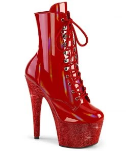 Pleaser Larger Size Shoes BEJEWELED 1020 7 Red Vegan Ankle/Mid-Calf Boots