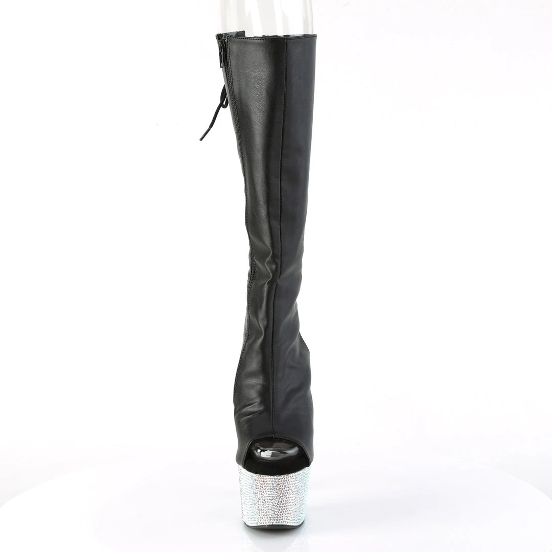 Pleaser Larger Size Shoes BEJEWELED 2018 7 Black / Silver Vegan Knee High Boots 2 Pleaser Larger Size Shoes BEJEWELED 2018 7 Black / Silver Vegan Knee High Boots