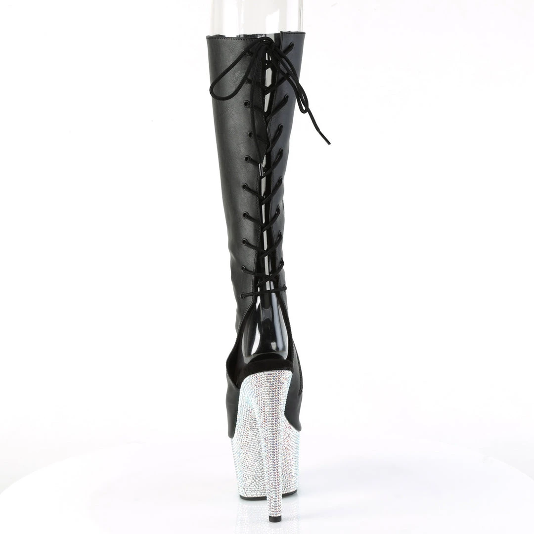Pleaser Larger Size Shoes BEJEWELED 2018 7 Black / Silver Vegan Knee High Boots 4 Pleaser Larger Size Shoes BEJEWELED 2018 7 Black / Silver Vegan Knee High Boots