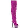 Pleaser Direct Bejeweled 3019RSF-7 Pink Rhinestone Fringe Boots Glitter Shoes
