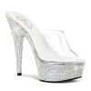 Pleaser Direct Larger Size Shoes Bejeweled 601DM Silver Rhinestones Heels
