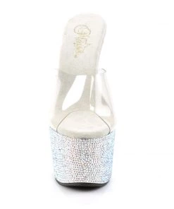Pleaser Direct Bejeweled 701DM Silver Rhinestones Platform Heels