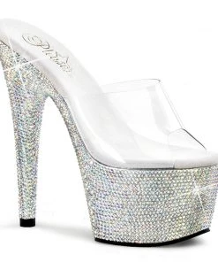 Pleaser Direct Bejeweled 701DM Silver Rhinestones Platform Heels