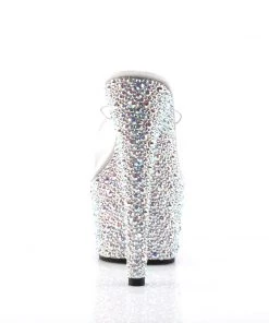 Pleaser Direct Glitter Shoes Bejeweled 701MS Silver Rhinestones Platform Heels