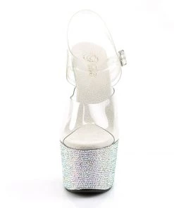 Pleaser Direct Bejeweled 708DM Silver Rhinestones Platform Heels